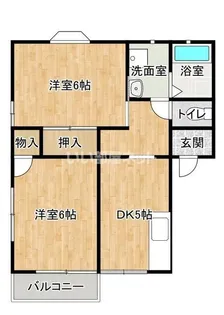ツインハイツA【2階】の間取り