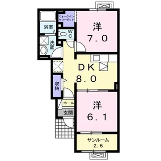 ラ・シンティランテII【1階】の間取り