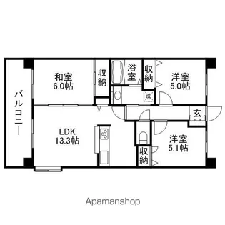 ダイアパレス東大橋【2階】の間取り