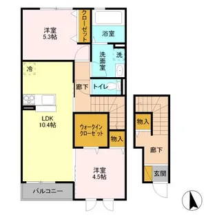 モン・サン・ミッシェル A・B【2階】の間取り