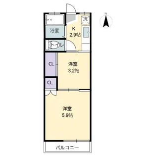 六興ハイツ【2階】の間取り