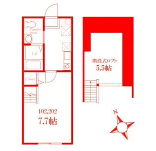 ハーミットクラブハウスロフトコーワ【1階】の間取り