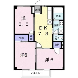 フローラルタウンB【2階】の間取り