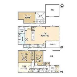 東京都目黒区大岡山1【一戸建】の間取り
