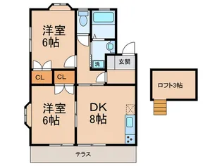 ハ-モニ-ハイツC【1階】の間取り