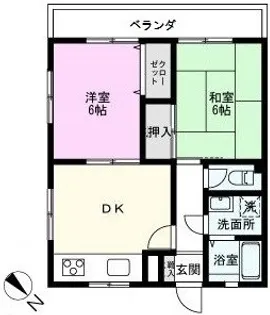 プラムハイツB棟【1階】の間取り