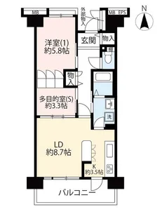 URサンヴァリエ桜堤【7階】の間取り