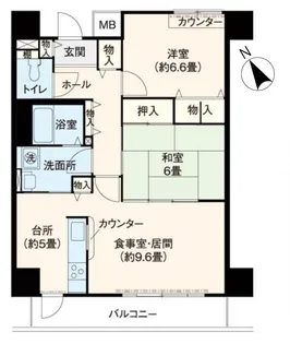 URフレール新開地3丁目【9階】の間取り