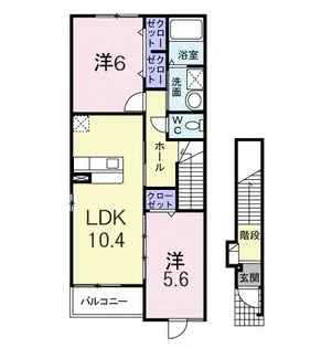 カーサ・フォルトナータC【2階】の間取り