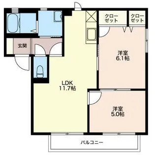 グリーンハットイシカワ【1階】の間取り