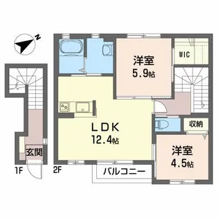 シャーメゾンイシファインC【2階】の間取り