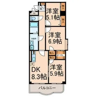 ラ・リューシュ【3階】の間取り