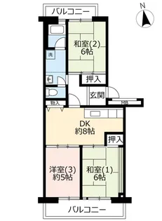 UR飯塚四丁目ハイツ【5階】の間取り
