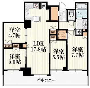 アトラスタワー小平小川【27階】の間取り