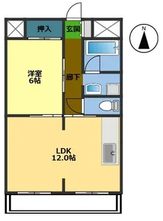 グレース南国【6階】の間取り
