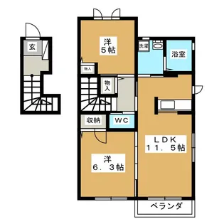 ディアコート B【2階】の間取り