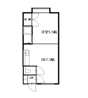 旭川市東光2条2丁目ワンルームアパート【1階】の間取り