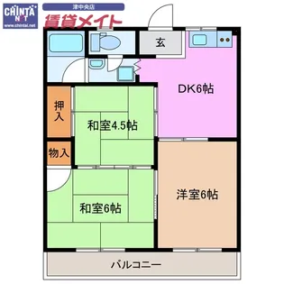 津高東ハイツ【1階】の間取り