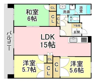 福岡県北九州市小倉北区上富野3【マンション】の間取り