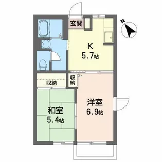 岩手県北上市本通り4【アパート】の間取り