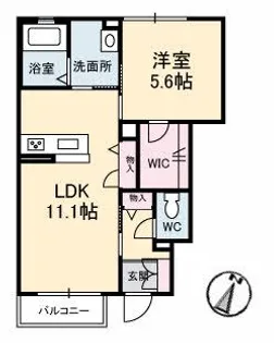 1LDKの間取り画像