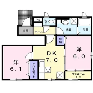 ブライトネス【1階】の間取り