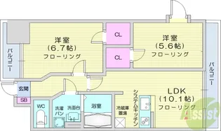 LaSante榴岡【10階】の間取り