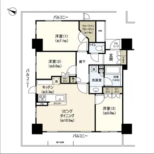 ザ・ガーデンズ勾当台通タワーレジデンス【19階】の間取り