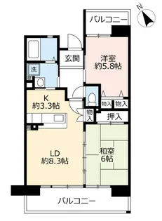 UR浜甲子園さくら街【4階】の間取り