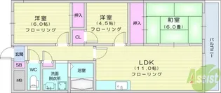 南仙台アルファビル【4階】の間取り