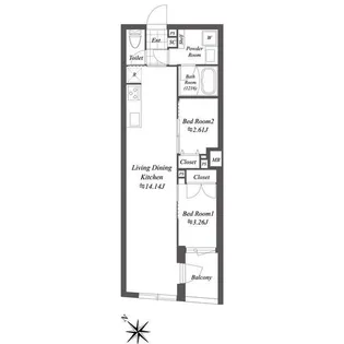 オープンブルーム渋谷本町【1階】の間取り