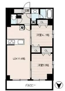 クラウンマンション椿【11階】の間取り