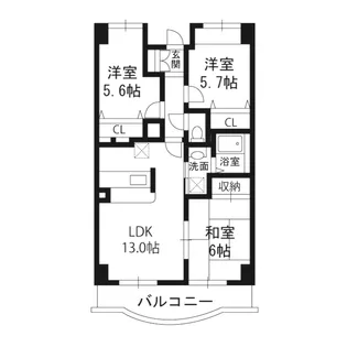 フルールポワール向ヶ丘【5階】の間取り