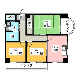 ハイツ奈加川【4階】の間取り