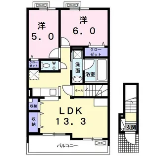 クリスタル フェンテ II【2階】の間取り