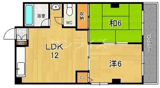 大橋マンション一番館【4階】の間取り