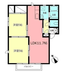 ルミエール蛍田B【2階】の間取り