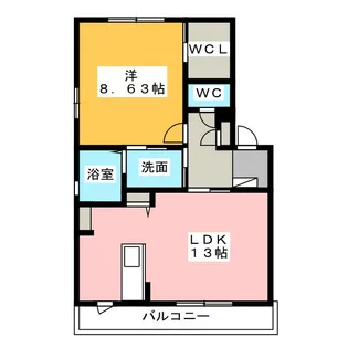 ウエストフィールド B棟【2階】の間取り