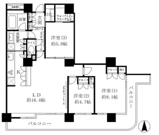 リバーポイントタワー【8階】の間取り