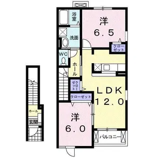 ヴィラセレナーデ B C【2階】の間取り