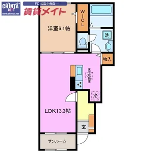 ライラック B【1階】の間取り
