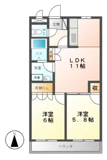 サンライズガーデン【2階】の間取り