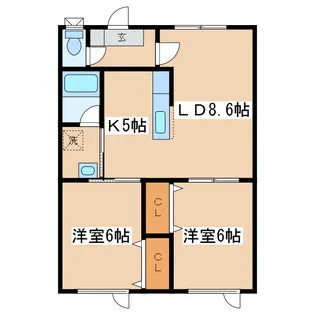 花園ハイツ【2階】の間取り