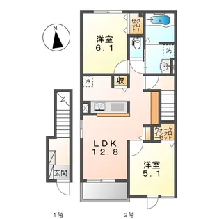 愛知県あま市篠田稲荷【アパート】の間取り
