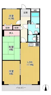 メゾン枚方リバーサイド【3階】の間取り