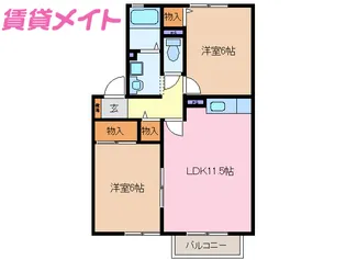 クレセントセジュールB棟【1階】の間取り