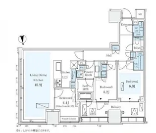 パークコート ザ・三番町ハウス【13階】の間取り