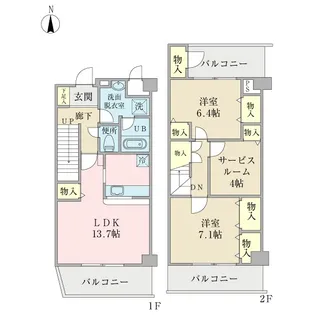 メゾネット・ヴィラ【1階】の間取り