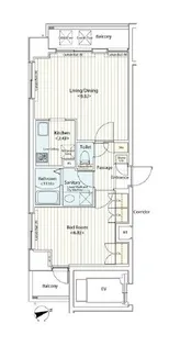 ドゥーエ新富町【12階】の間取り