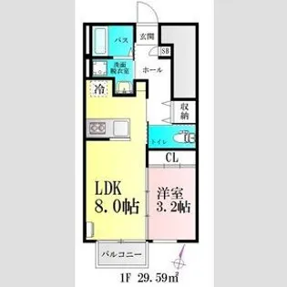 BAUアザヒガ【1階】の間取り